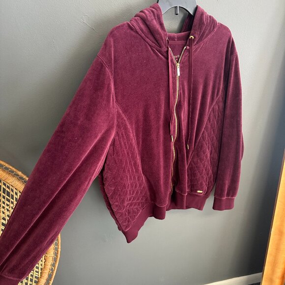 Calvin Klein Burgundy Velour Zip Up Hoodie Jackets Womens Plus Size 3x Top - Picture 2 of 5